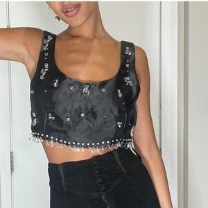 Zara NWT rhinestone crop top